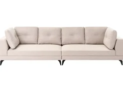 Sale Sofa dla 4 osób MARUM Len syntetyczny Jasnobeżowy Sofy Tapicerowane|Wszystkie Sofy