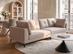 Sale Sofa dla 4 osób MARUM Len syntetyczny Jasnobeżowy Sofy Tapicerowane|Wszystkie Sofy