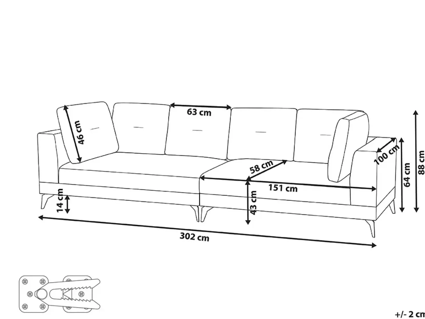 New Sofa dla 4 osób MARUM Len syntetyczny Błękitny Sofy Tapicerowane|Wszystkie Sofy