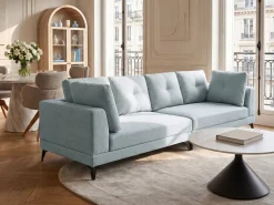 New Sofa dla 4 osób MARUM Len syntetyczny Błękitny Sofy Tapicerowane|Wszystkie Sofy