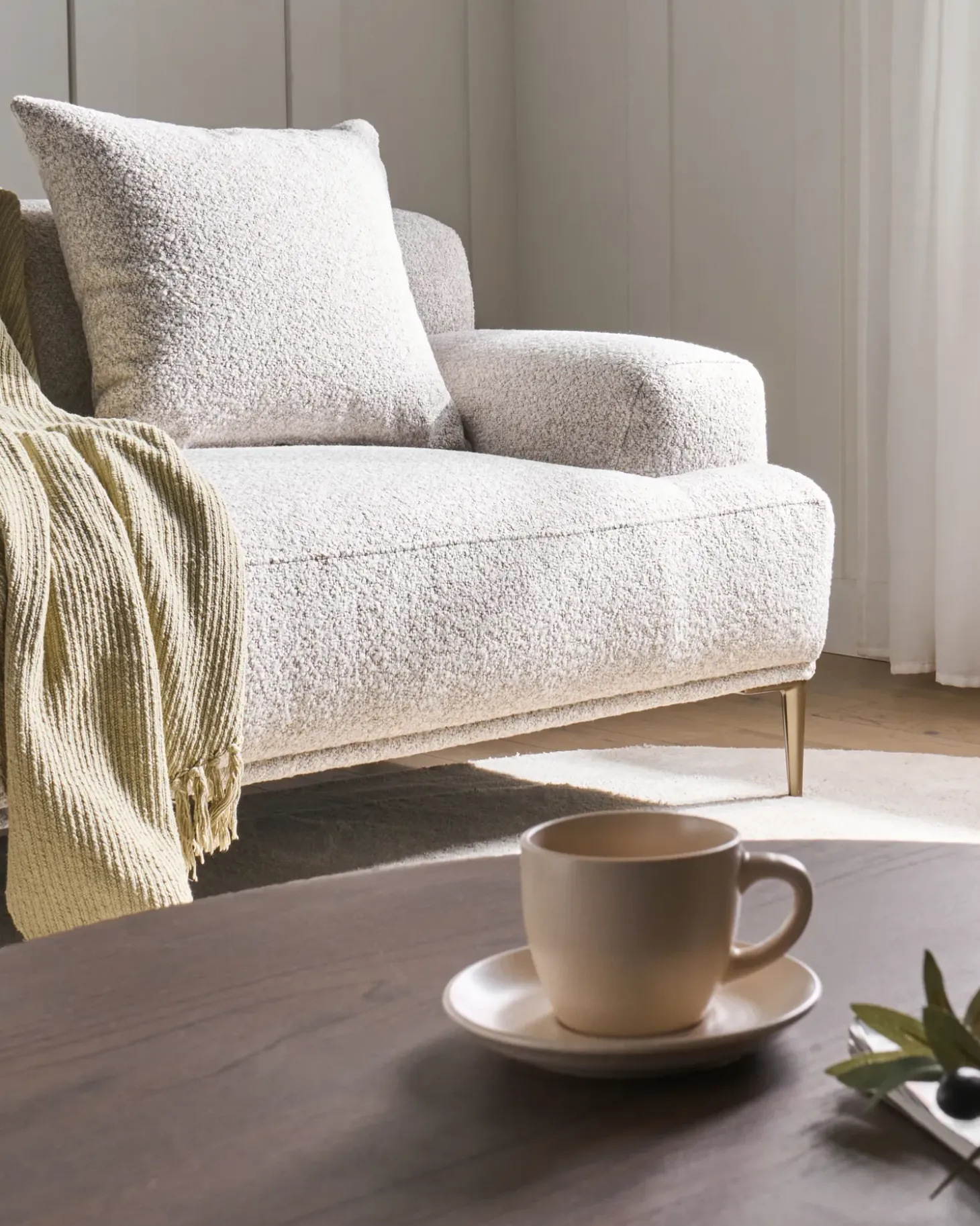 Discount Sofa dla 3 osób MATILA Boucle Złamana biel Sofy Tapicerowane|Wszystkie Sofy