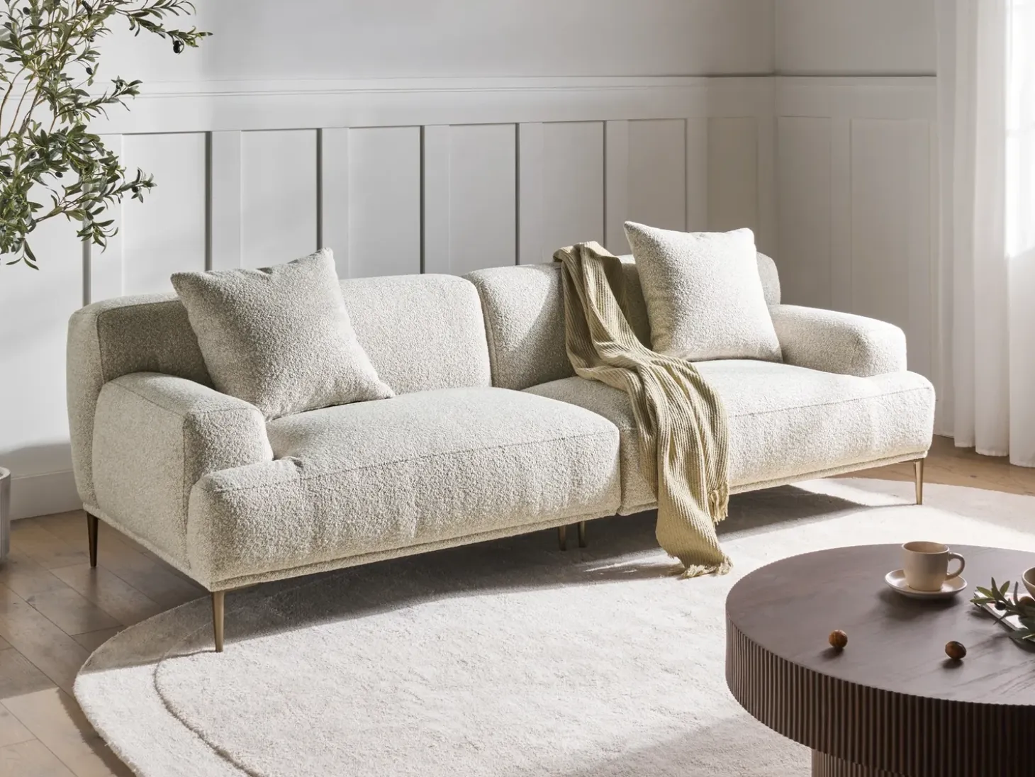 Discount Sofa dla 3 osób MATILA Boucle Złamana biel Sofy Tapicerowane|Wszystkie Sofy