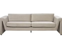 Best Sofa dla 3 osób MAUNU Welur Beżowoszary Sofy Tapicerowane|Wszystkie Sofy