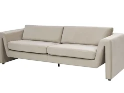 Best Sofa dla 3 osób MAUNU Welur Beżowoszary Sofy Tapicerowane|Wszystkie Sofy