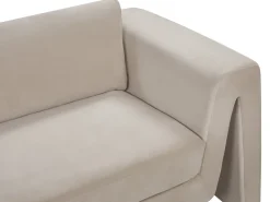 Best Sofa dla 3 osób MAUNU Welur Beżowoszary Sofy Tapicerowane|Wszystkie Sofy