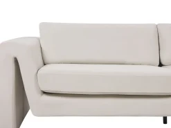 Sale Sofa dla 3 osób MAUNU Welur Jasnobeżowy Sofy Tapicerowane|Wszystkie Sofy