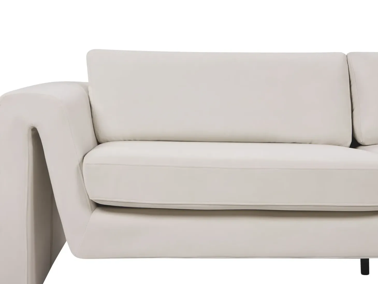 Sale Sofa dla 3 osób MAUNU Welur Jasnobeżowy Sofy Tapicerowane|Wszystkie Sofy