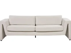 Sale Sofa dla 3 osób MAUNU Welur Jasnobeżowy Sofy Tapicerowane|Wszystkie Sofy