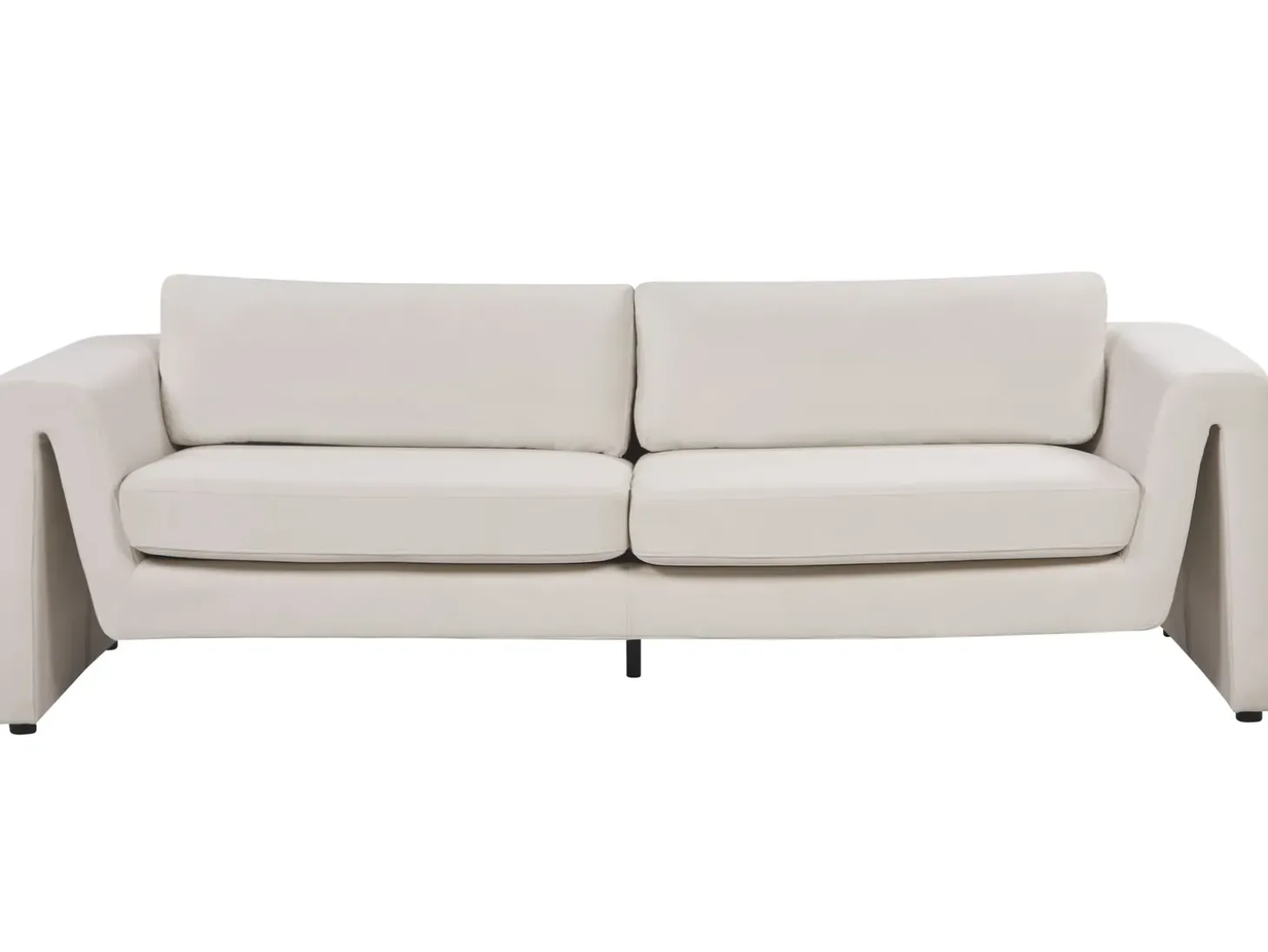 Sale Sofa dla 3 osób MAUNU Welur Jasnobeżowy Sofy Tapicerowane|Wszystkie Sofy