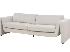Sale Sofa dla 3 osób MAUNU Welur Jasnobeżowy Sofy Tapicerowane|Wszystkie Sofy