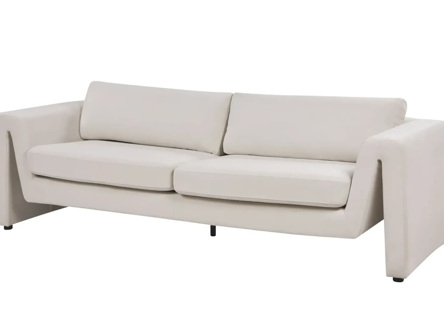 Sale Sofa dla 3 osób MAUNU Welur Jasnobeżowy Sofy Tapicerowane|Wszystkie Sofy