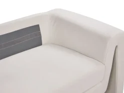 Sale Sofa dla 3 osób MAUNU Welur Jasnobeżowy Sofy Tapicerowane|Wszystkie Sofy
