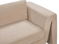 Sofa dla 3 osób MAUNU Welur Piaskowy Sofy Tapicerowane|Wszystkie Sofy