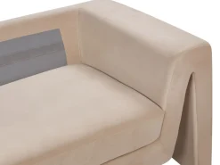 Sofa dla 3 osób MAUNU Welur Piaskowy Sofy Tapicerowane|Wszystkie Sofy
