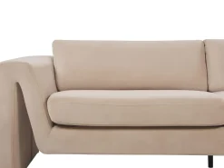 Sofa dla 3 osób MAUNU Welur Piaskowy Sofy Tapicerowane|Wszystkie Sofy