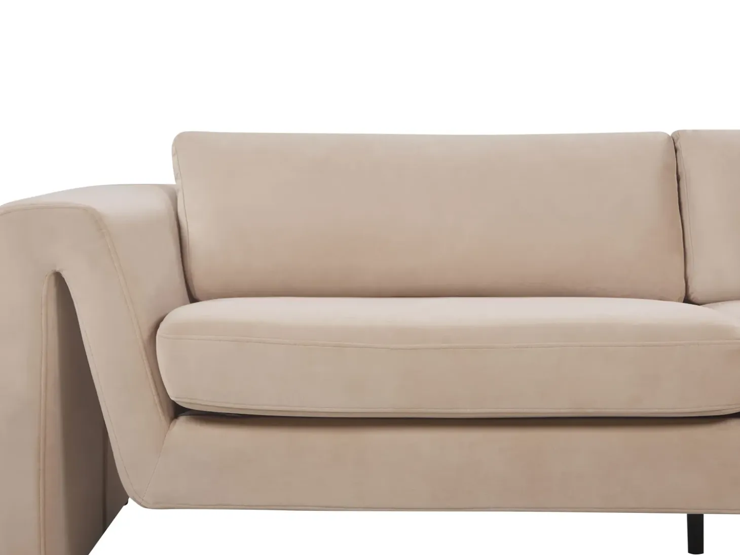 Sofa dla 3 osób MAUNU Welur Piaskowy Sofy Tapicerowane|Wszystkie Sofy