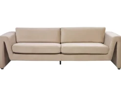 Sofa dla 3 osób MAUNU Welur Piaskowy Sofy Tapicerowane|Wszystkie Sofy
