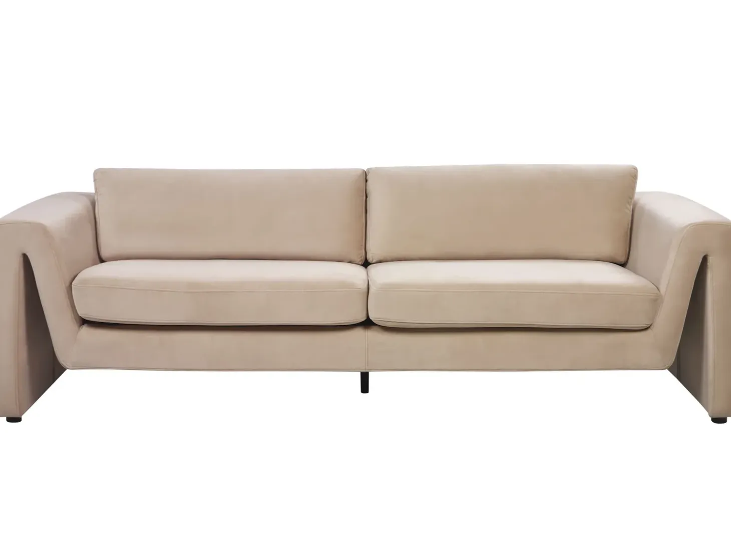 Sofa dla 3 osób MAUNU Welur Piaskowy Sofy Tapicerowane|Wszystkie Sofy