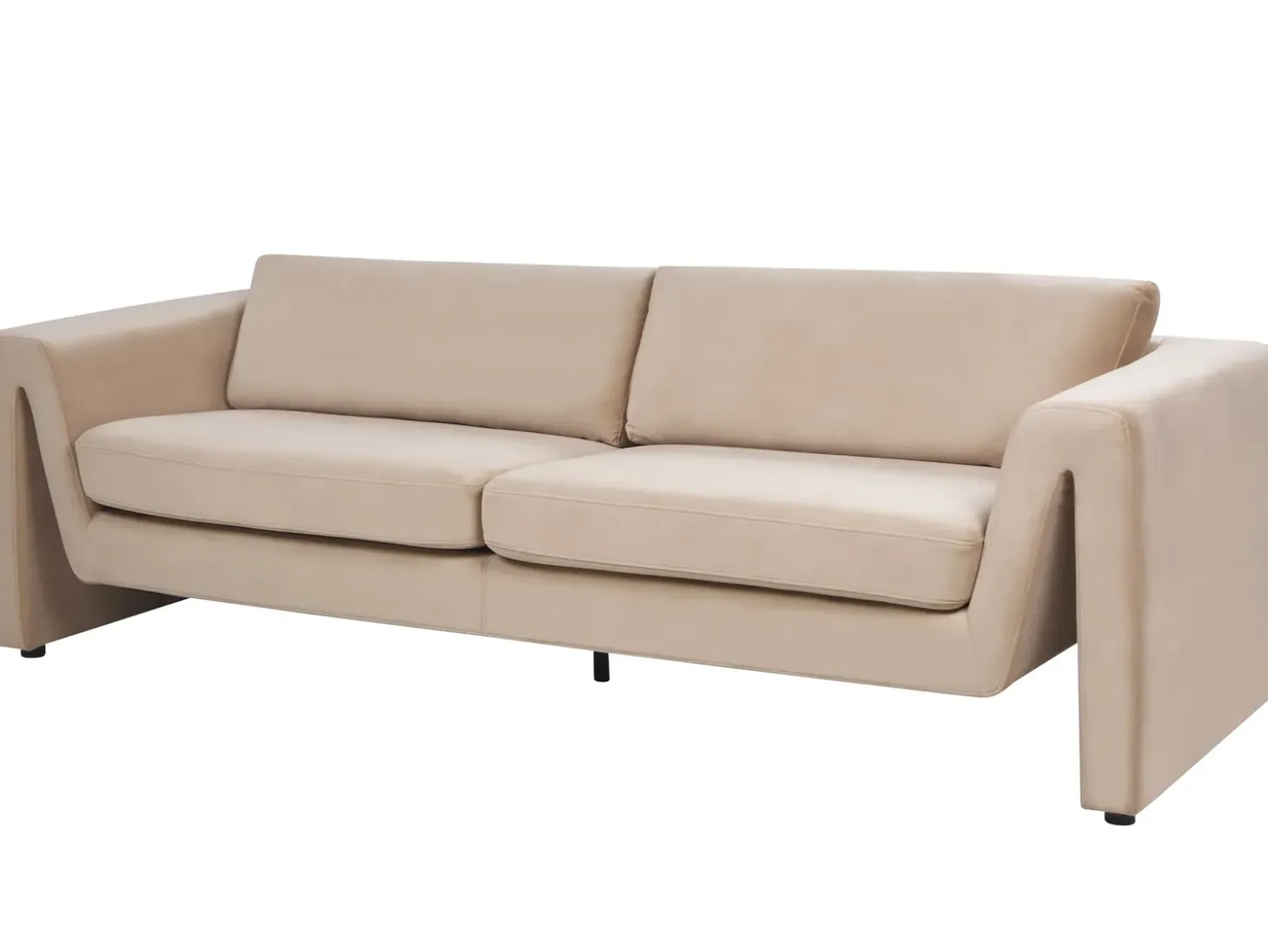 Sofa dla 3 osób MAUNU Welur Piaskowy Sofy Tapicerowane|Wszystkie Sofy