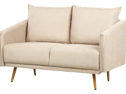 Clearance Sofa dla 2 osób MAURA Welur Beżowy Sofy Tapicerowane|Sofy Dwuosobowe