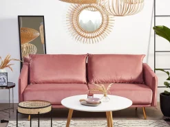 Sale Sofa dla 3 osób MAURA Welur Różowy Sofy Tapicerowane|Kolekcje Sof