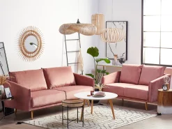 Sale Sofa dla 3 osób MAURA Welur Różowy Sofy Tapicerowane|Kolekcje Sof