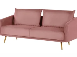 Sale Sofa dla 3 osób MAURA Welur Różowy Sofy Tapicerowane|Kolekcje Sof