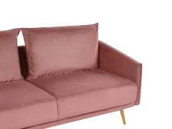 Sale Sofa dla 3 osób MAURA Welur Różowy Sofy Tapicerowane|Kolekcje Sof