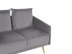 Clearance Sofa dla 2 osób MAURA Welur Szary Sofy Tapicerowane|Sofy Dwuosobowe