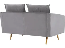 Clearance Sofa dla 2 osób MAURA Welur Szary Sofy Tapicerowane|Sofy Dwuosobowe