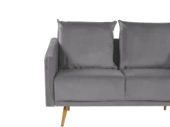Clearance Sofa dla 2 osób MAURA Welur Szary Sofy Tapicerowane|Sofy Dwuosobowe