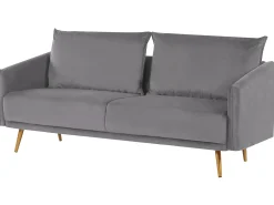 New Sofa dla 3 osób MAURA Welur Szary Sofy Tapicerowane|Kolekcje Sof