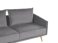 New Sofa dla 3 osób MAURA Welur Szary Sofy Tapicerowane|Kolekcje Sof