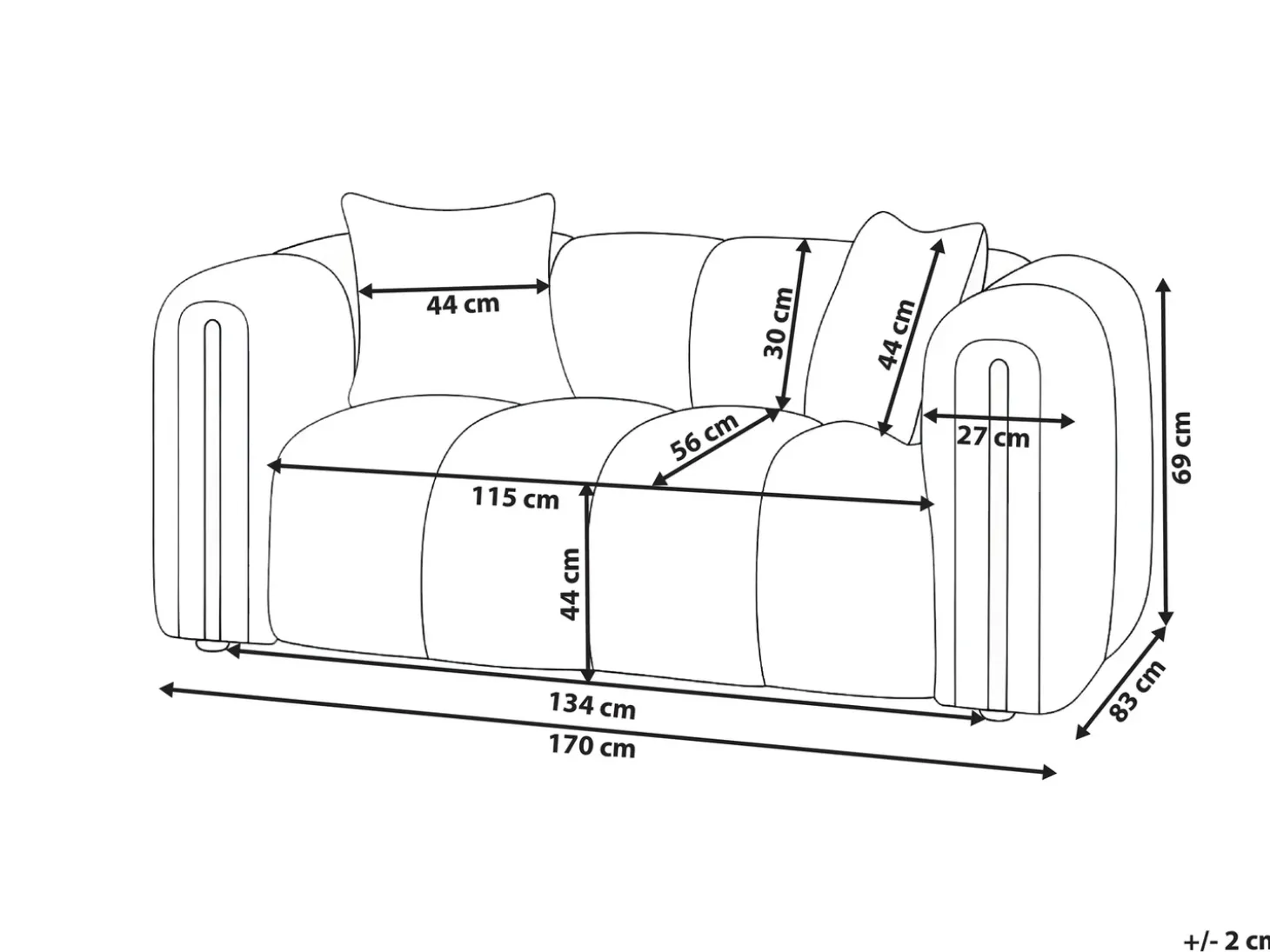 Sofa dla 2 osób MORSIL Boucle Złamana biel Sofy Tapicerowane|Sofy Dwuosobowe