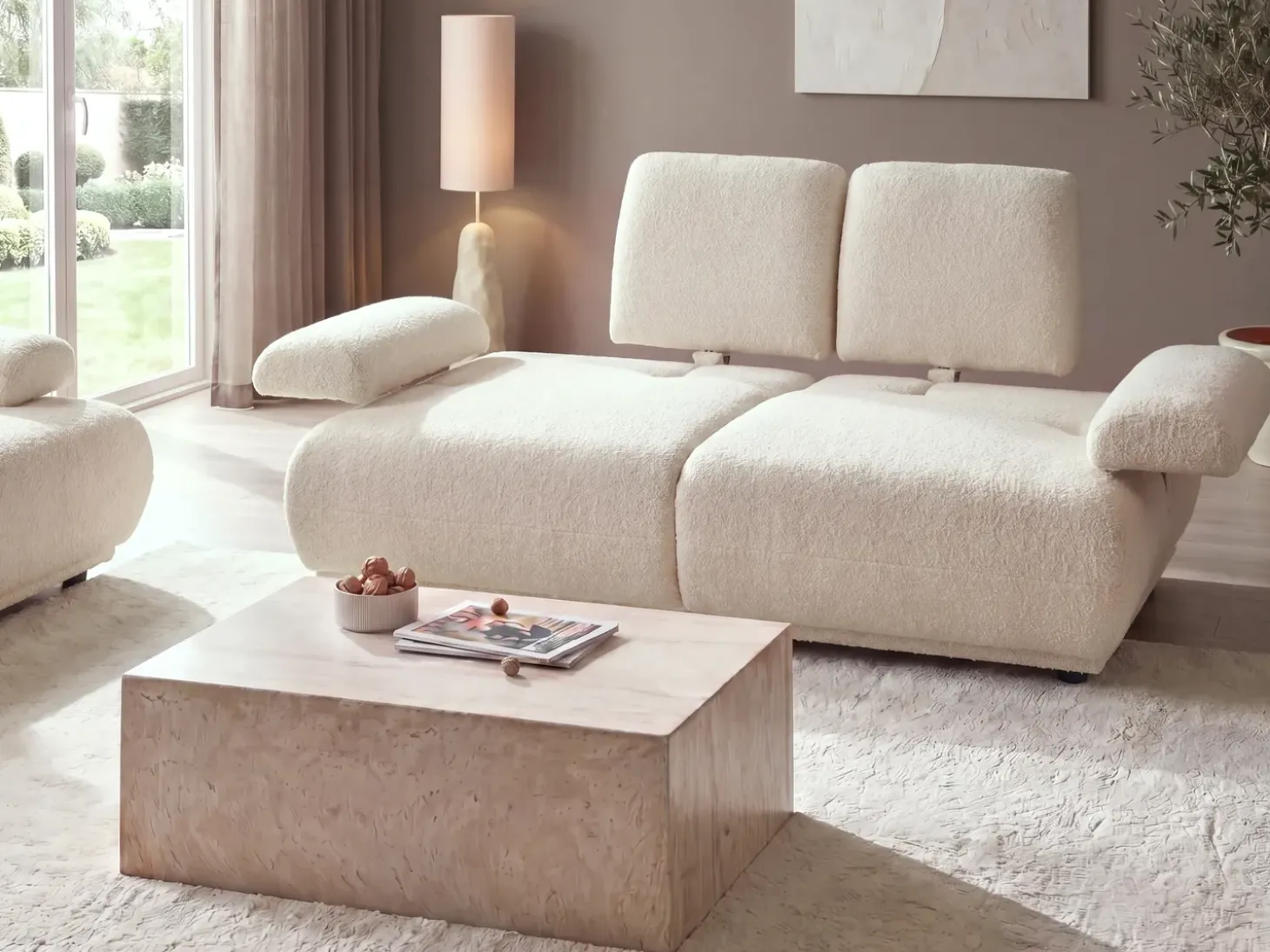 Online Sofa dla 2 osób NACKA Boucle Złamana biel Sofy Tapicerowane|Sofy Dwuosobowe
