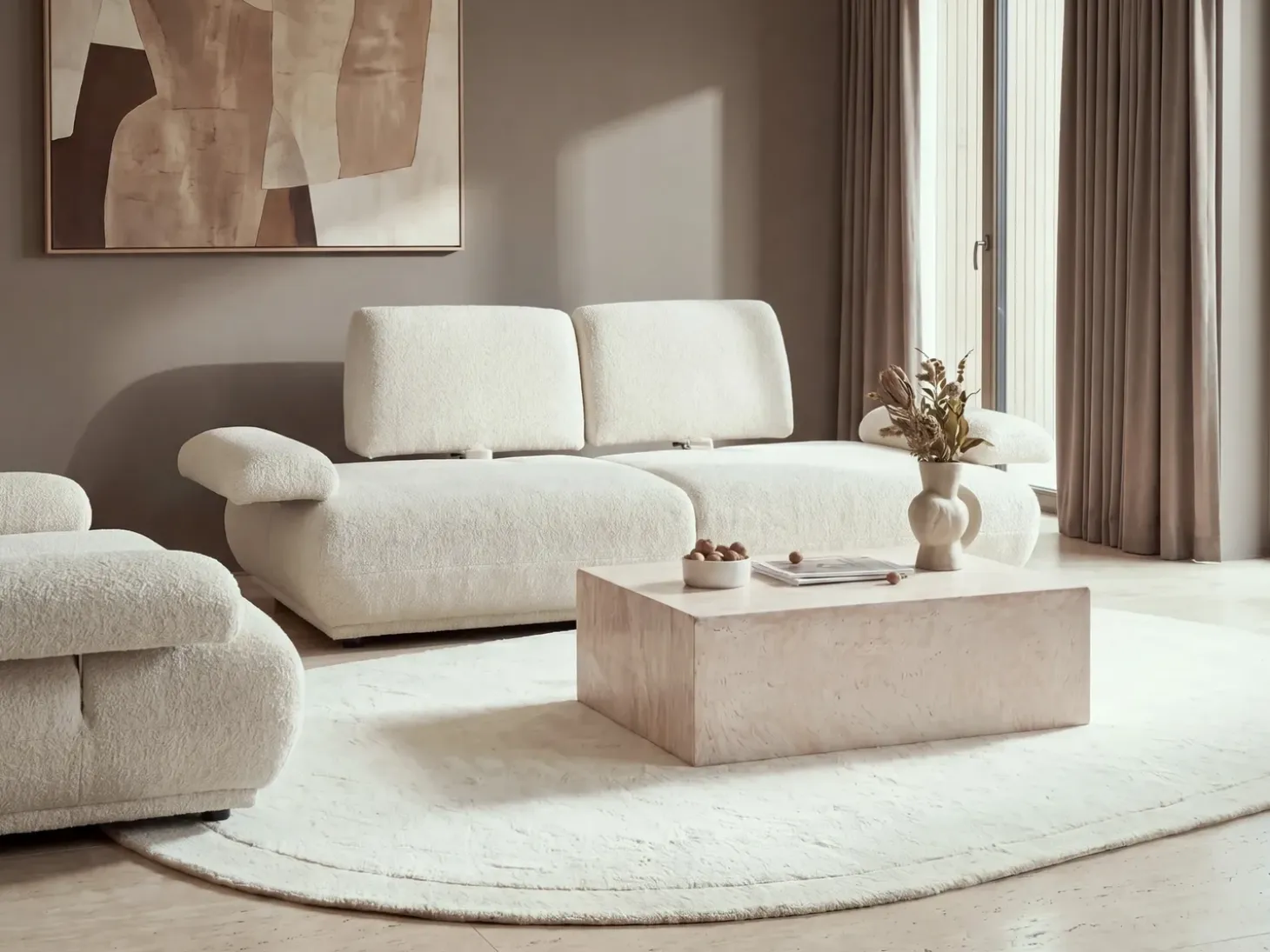 Best Sofa dla 3 osób NACKA Boucle Złamana biel Sofy Tapicerowane|Kolekcje Sof