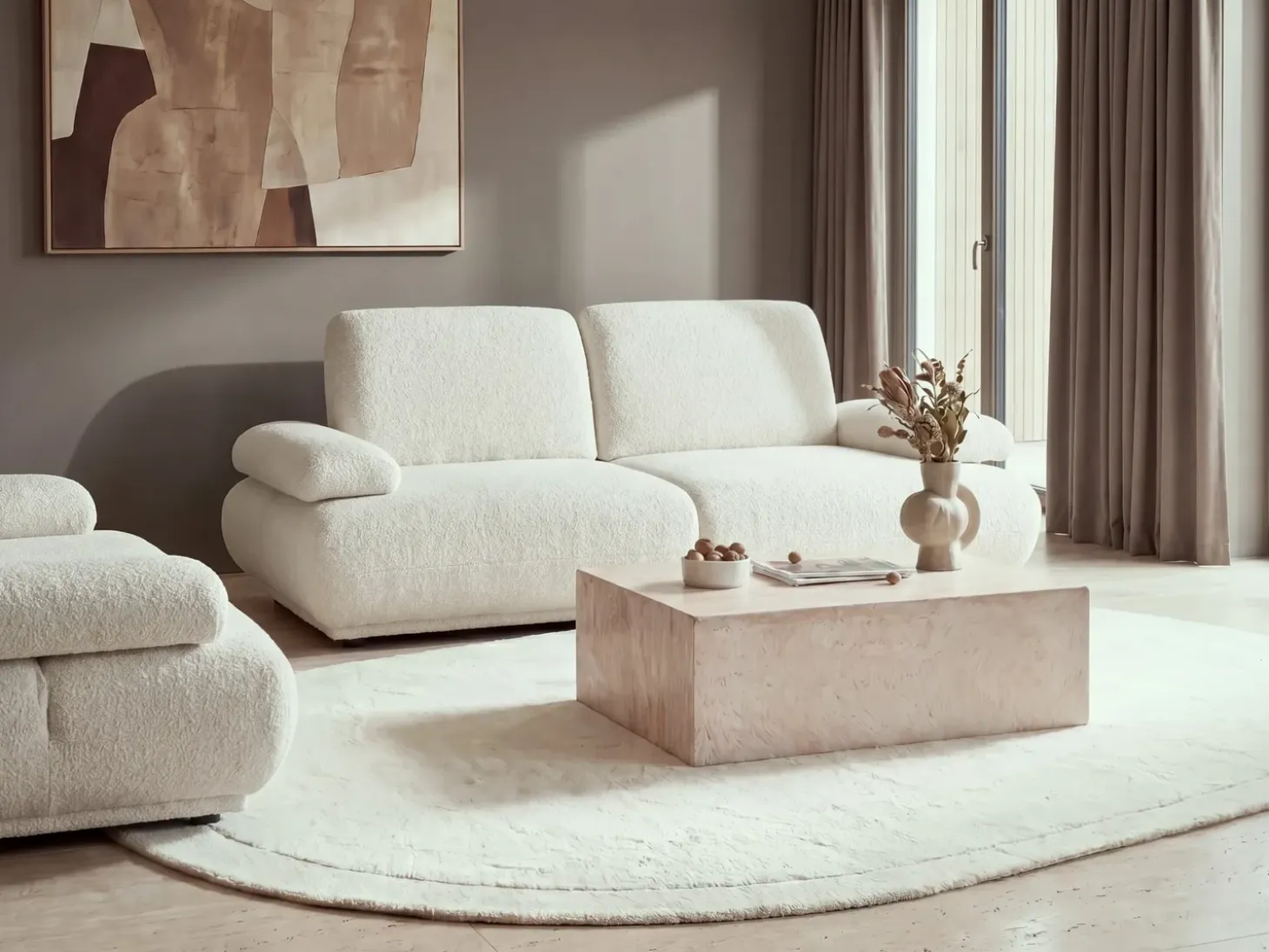 Best Sofa dla 3 osób NACKA Boucle Złamana biel Sofy Tapicerowane|Kolekcje Sof