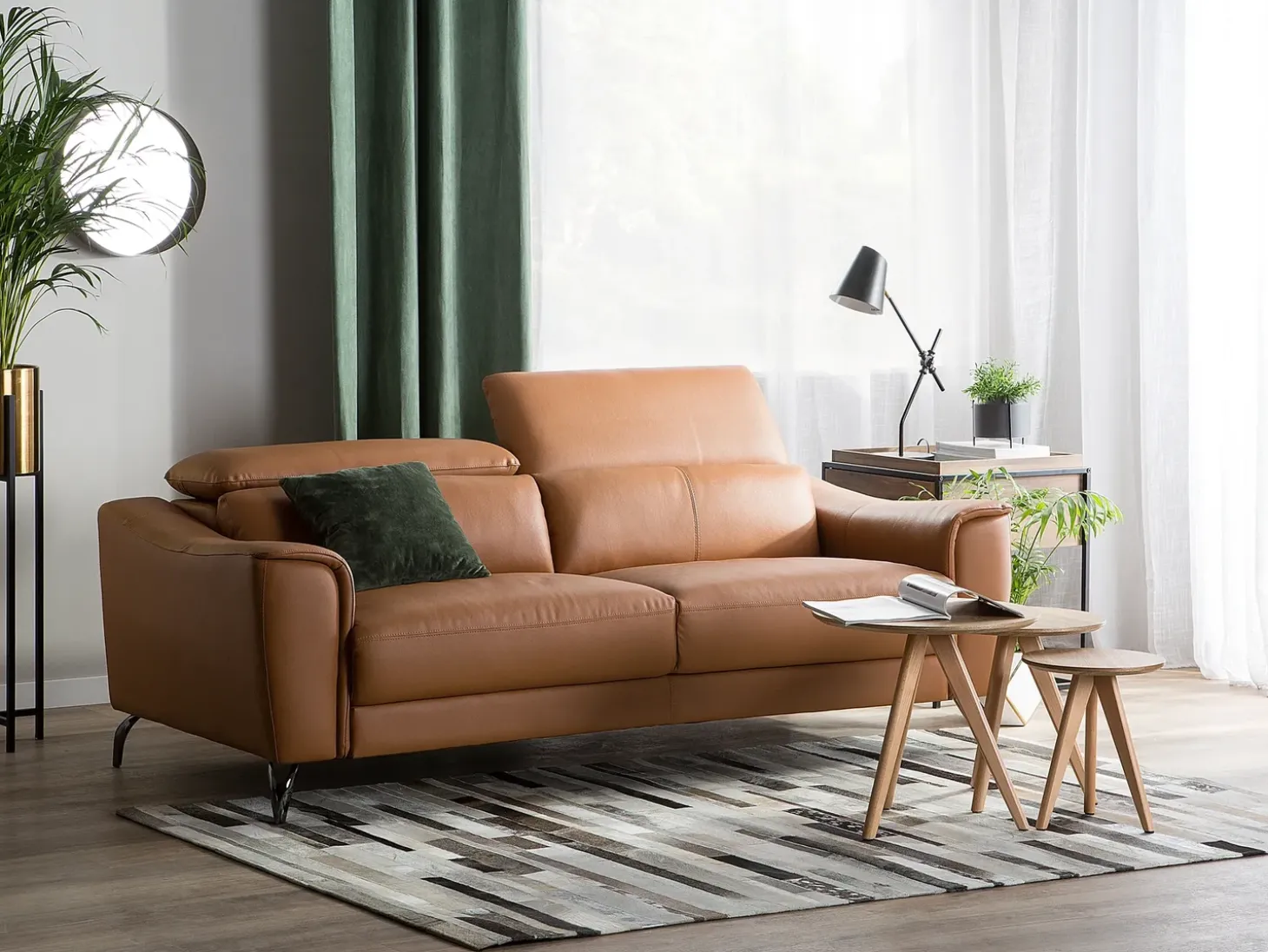 Best Sofa dla 3 osób NARWIK Skóra naturalna Złoty brąz Kolekcje Sof|Sofy Skórzane