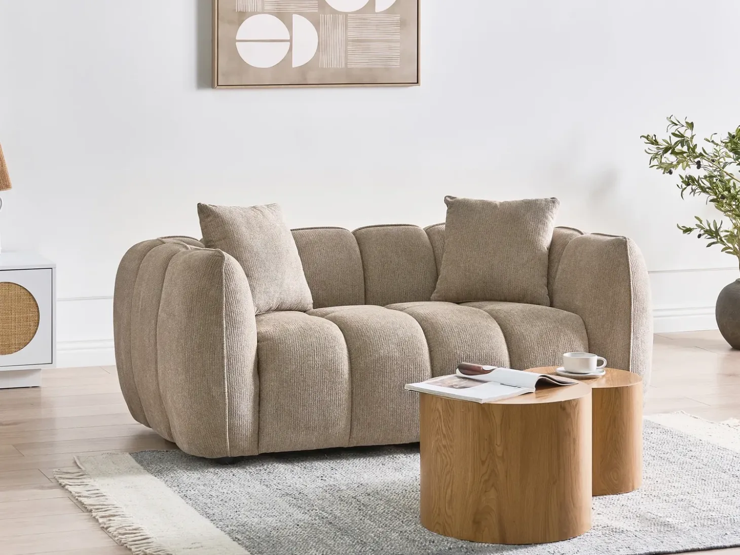 Online Sofa dla 2 osób NESS Beżowoszary Sofy Tapicerowane|Sofy Dwuosobowe