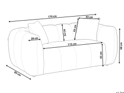 Best Sofa dla 2 osób NESS Złamana biel Sofy Tapicerowane|Sofy Dwuosobowe