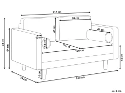 Outlet Sofa dla 2 osób NURMO Beżowoszary Sofy Tapicerowane|Sofy Dwuosobowe