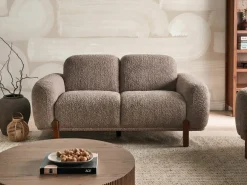 New Sofa dla 2 osób ODNES Boucle Beżowoszary Sofy Tapicerowane|Sofy Dwuosobowe