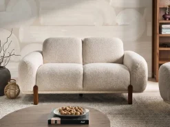 Online Sofa dla 2 osób ODNES Boucle Biały Sofy Tapicerowane|Sofy Dwuosobowe