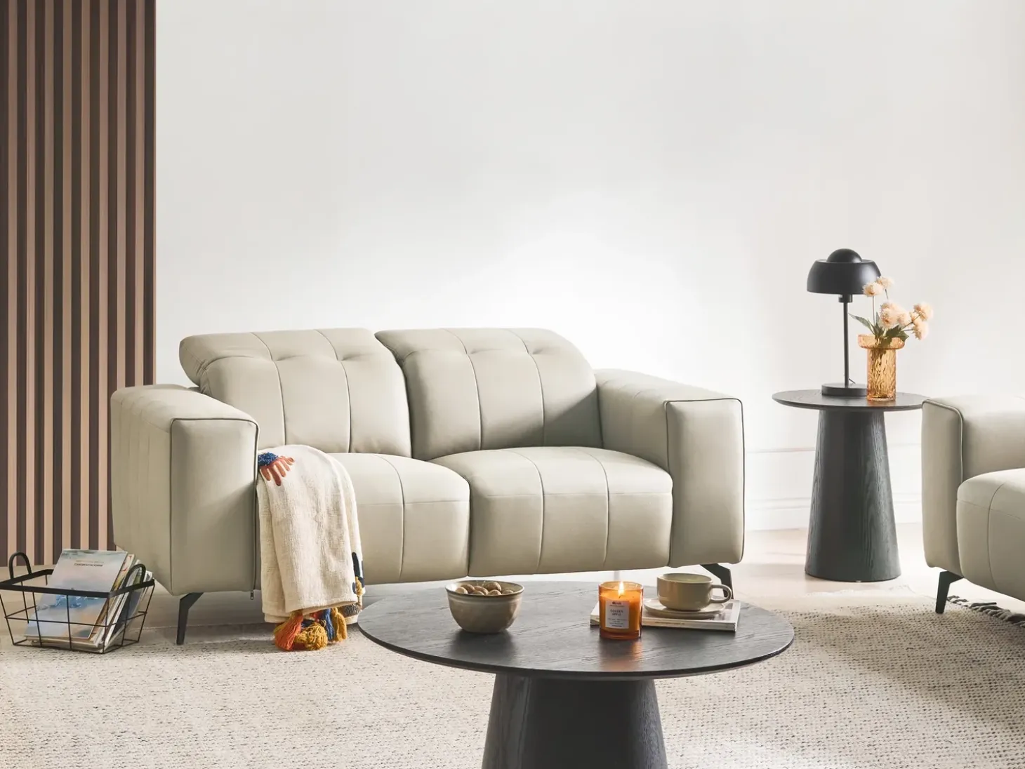 Discount Sofa dla 2 osób OMMEL Jasnobeżowy Sofy Tapicerowane|Sofy Dwuosobowe