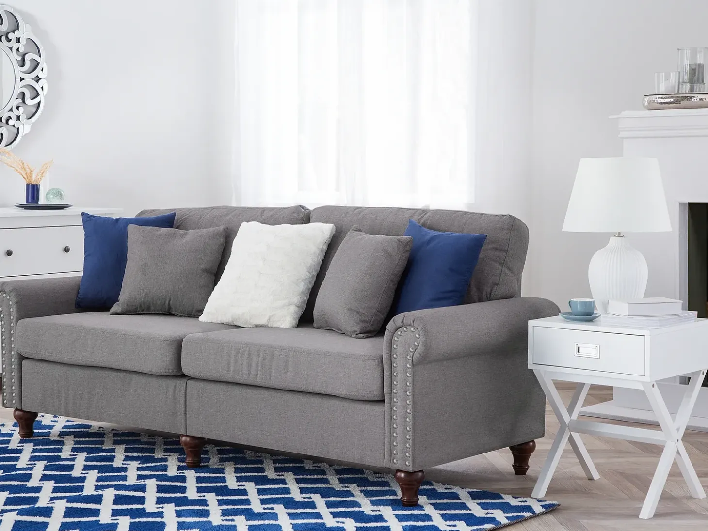 Best Sofa dla 3 osób OTRA Jasnoszary Sofy Tapicerowane|Kolekcje Sof