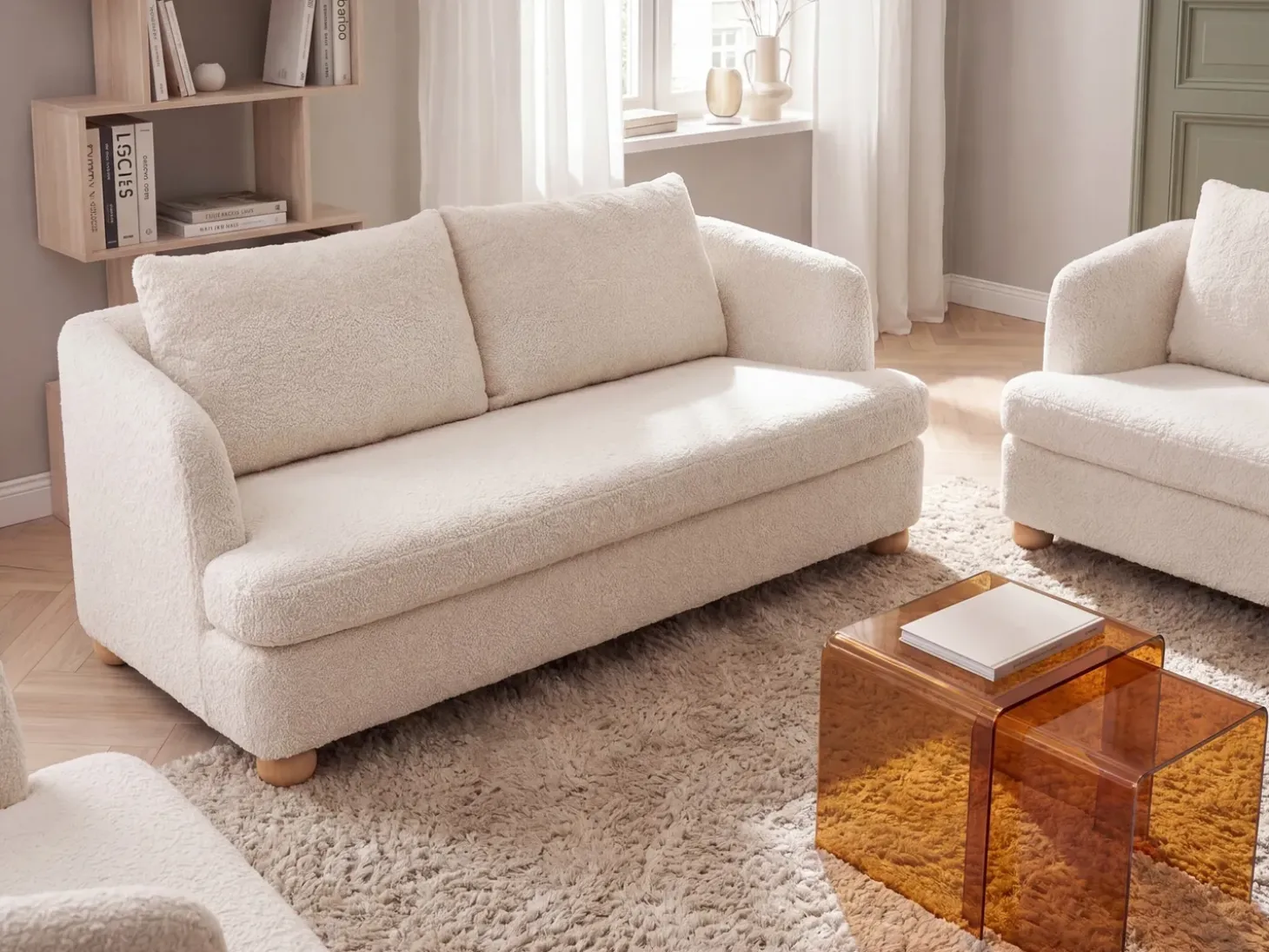 Outlet Sofa dla 3 osób RATTVIK Boucle Złamana biel Sofy Tapicerowane|Kolekcje Sof