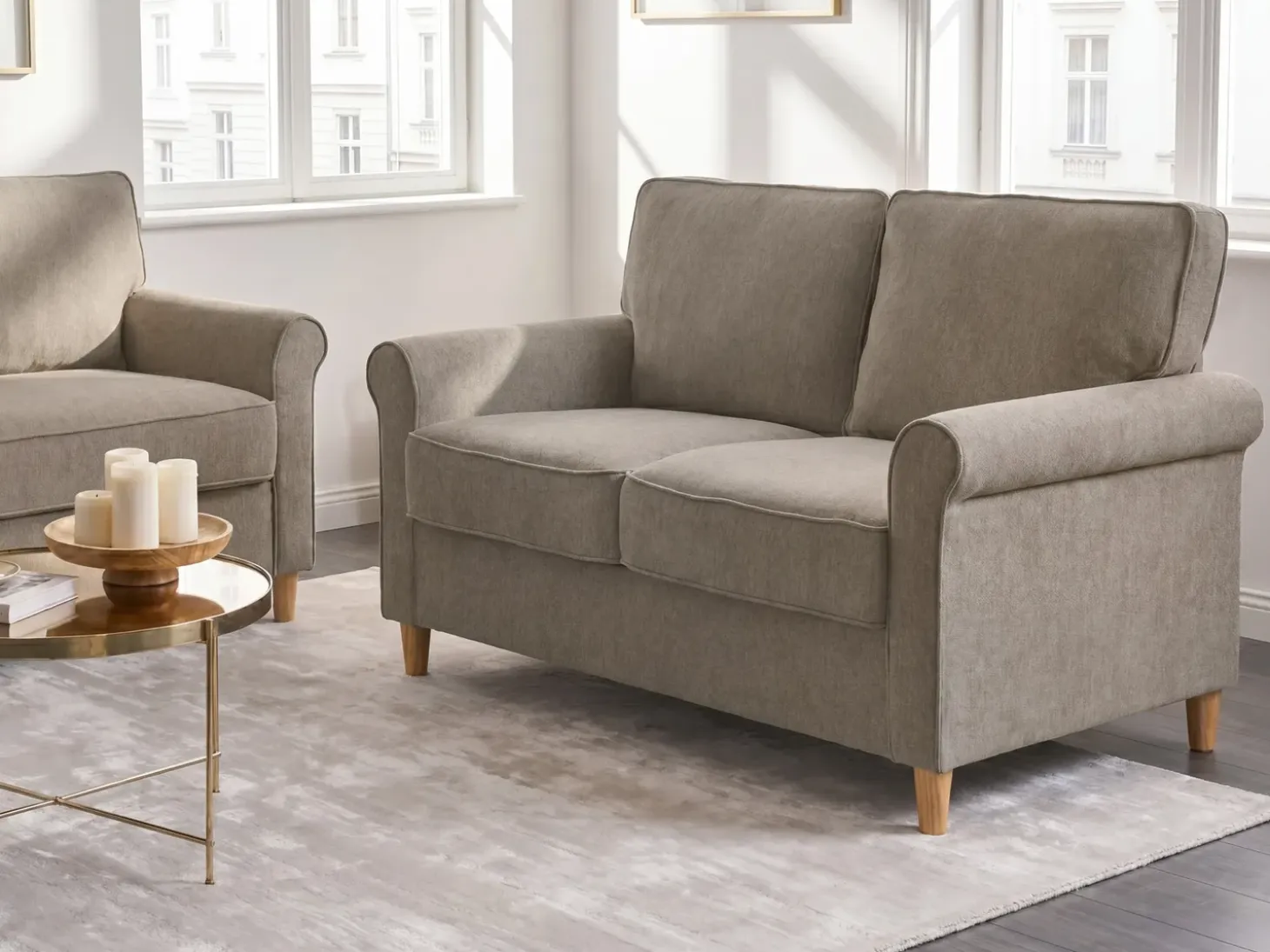 Outlet Sofa dla 2 osób RONNEBY Jasno Sofy Tapicerowane|Sofy Dwuosobowe