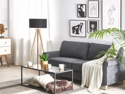 Best Sofa dla 3 osób RONNEBY Welur Ciemnoszary Sofy Tapicerowane|Kolekcje Sof