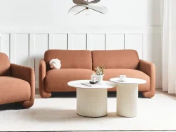 Outlet Sofa dla 3 osób SALAND Złoty brąz Sofy Tapicerowane|Kolekcje Sof