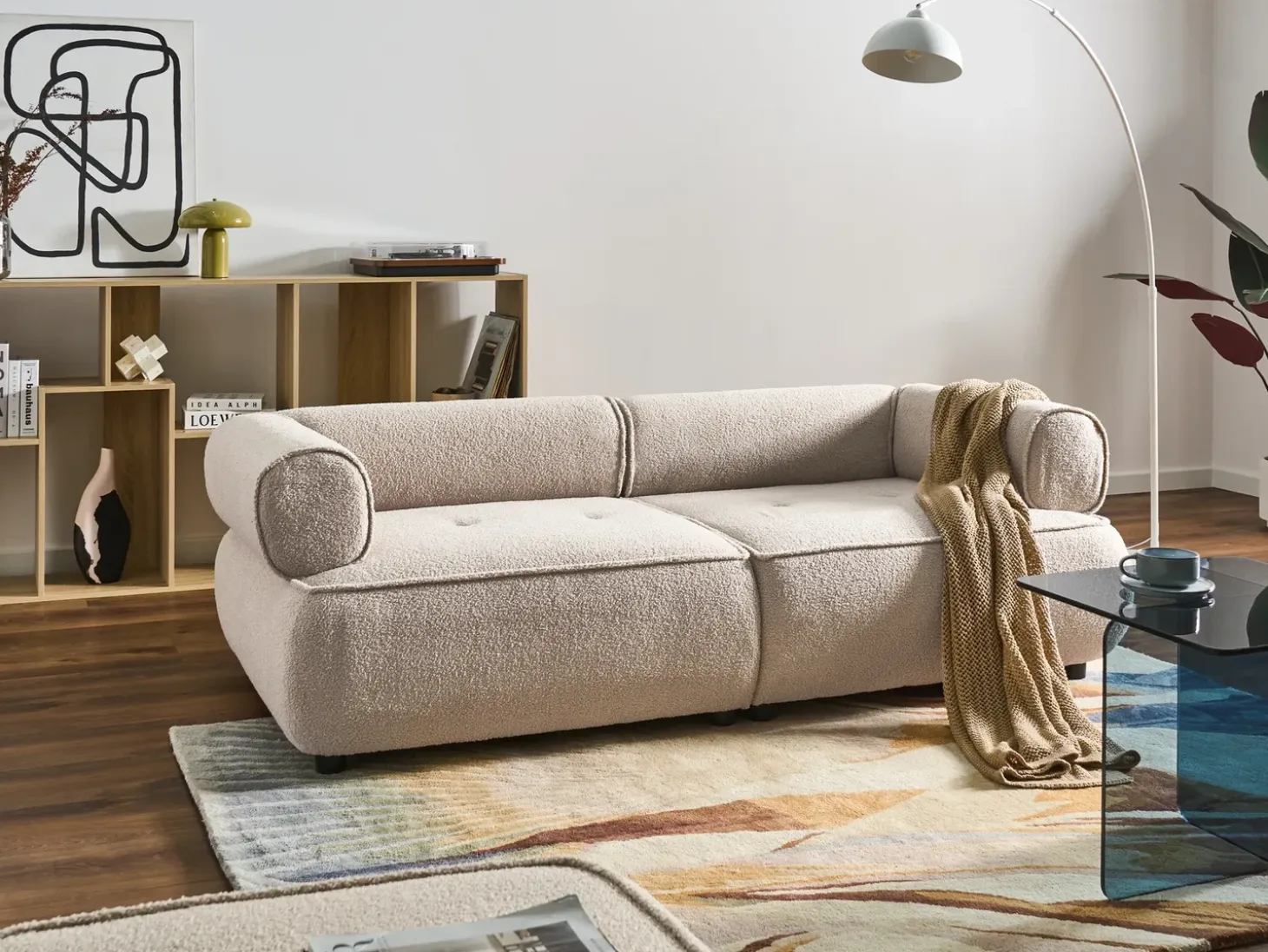 Clearance Sofa dla 3 osób SALLA Boucle Beżowy Sofy Tapicerowane|Kolekcje Sof